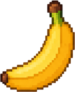 The game's curved pixel-art banana, with an open inner curve between its tips